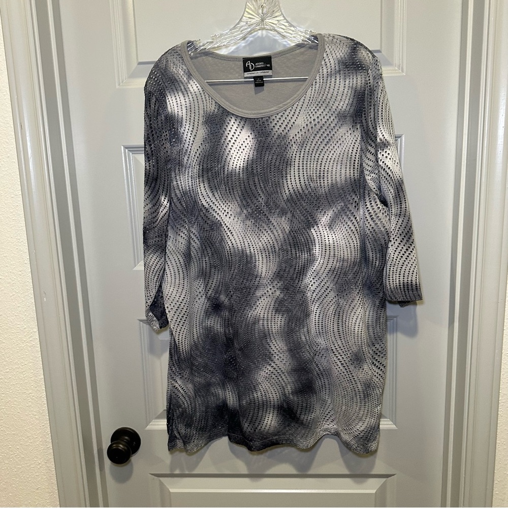 AD Added Dimensions for Catherine’s Grey Knit Scoop Neck Short Sleeve Top 1X
